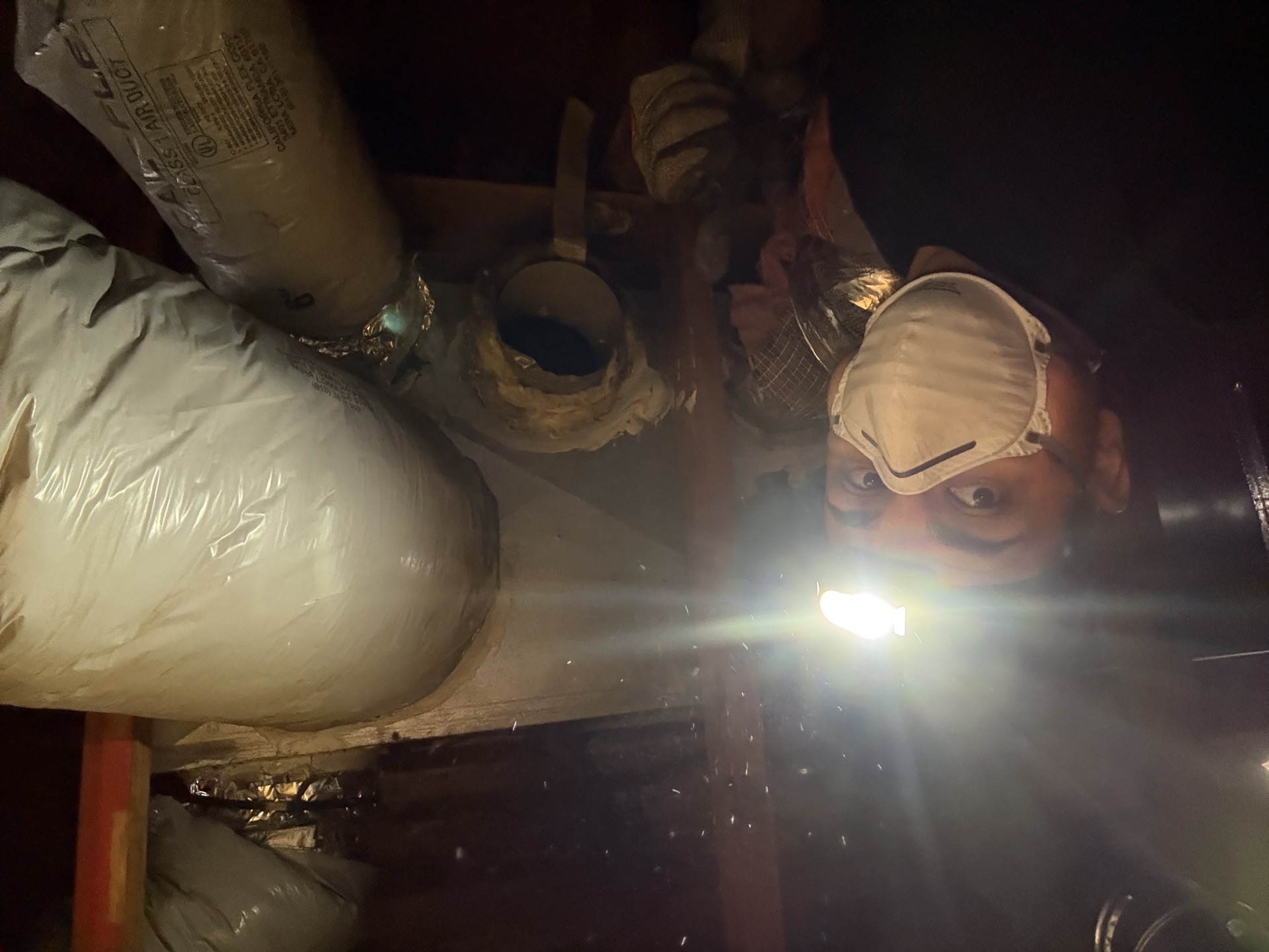 Ductwork being inspected and cleaned in a Sacramento area home